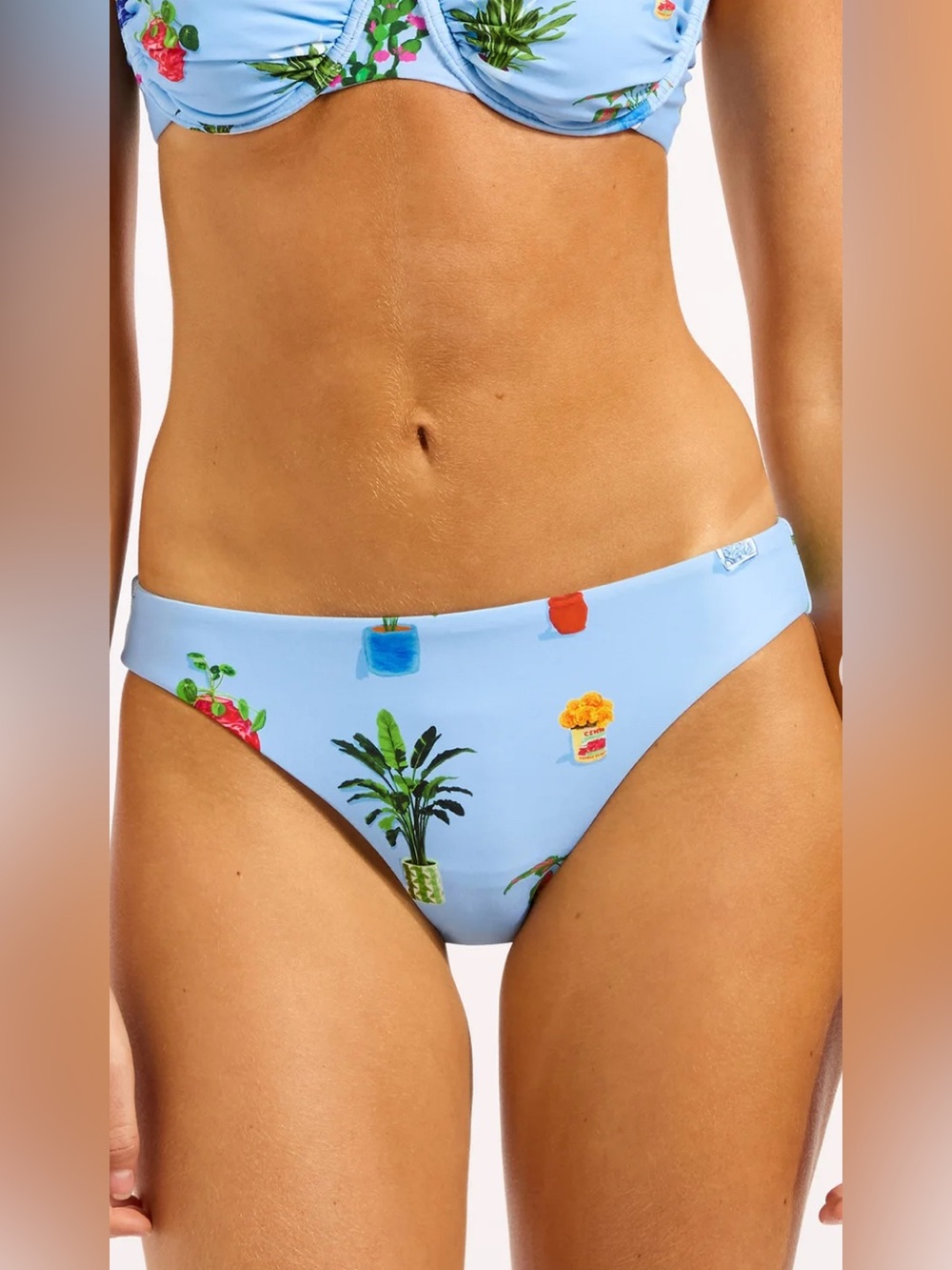 NWT Seafolly Blue Playa Bonita Hipster Bikini Bottom Size US 8